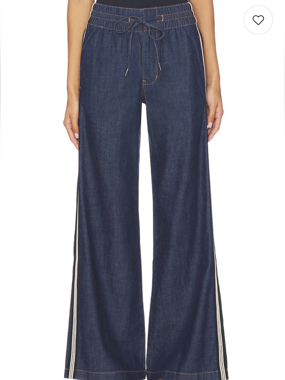 Veronica Beard Taylor Wide-Leg Drawstring Track Jeans with Side Stripe
NWOT